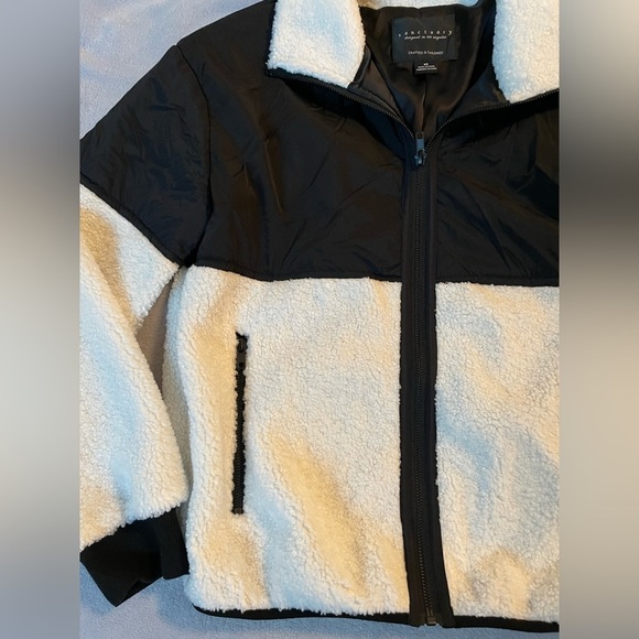 Sanctuary Black and White Teddy Sherpa Mixed Media Jacket - Picture 4 of 7